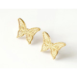 Aretes Mariposas Acero Inox Y Oro Lam 14k