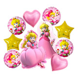 10pzs Kit Fiesta Mario Peach Globos De Cumpleaños Decoración