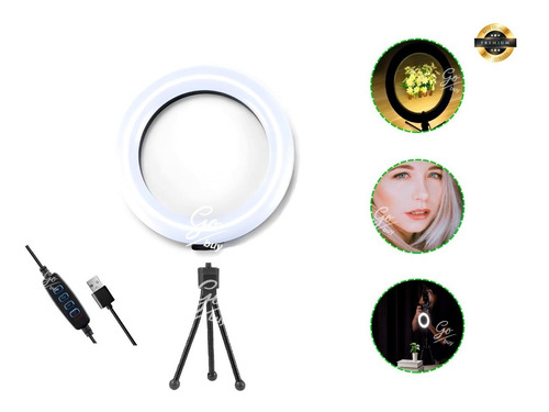 Aro De Luz Led 16 Cm Con Control Soporte Celular Y Tripode