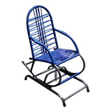 Cadeira Balanço Com Mola Enrrolada Com Espaguete De Pvc Cor Azul