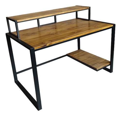 Mesa Escritorio Industrial Cpu 25cm Madera 120x70 Laqueado