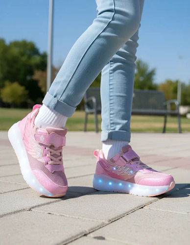 Zapatillas De Patinaje Sobre Ruedas Iluminadas Para Niñas, Diseño De Alas | Envío gratis