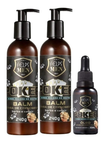 Felps Men 2 Balm + Óleo Bomba Para Barba E Cabelo Poker