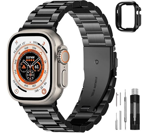 Malla Y Funda P/ Apple Watch 49mm S-8/7/6/5/4/3/2/1 Negro 