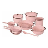 Ollas Bateria Cocina Rosa De 11 Piezas Peltre 