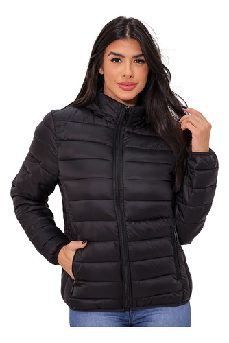 Jaqueta Puffer Feminina Bobojaco Impermeável Casaco Nylon