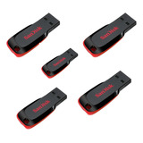 Paquete 5 Pzas Usb 16gb Sandisk Flash 2.0 Sdcz50-016g-b35 Color Negro