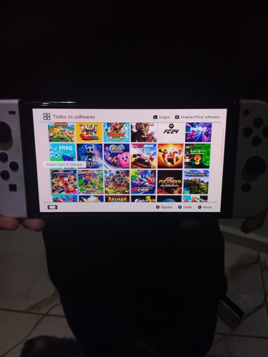 Console Nintendo Switch Oled White Película De Tela Desbloqueado Com 33 Jogos
