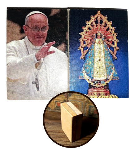 Díptico Virgen De Luján Y Papa Francisco Artesanal