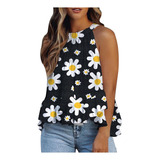 Blusa Mujer Estampado Halter Cuello Redondo Playera