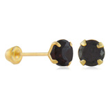 Par De Broqueles Básico Zirconia Negra 3mm Oro Sólido 10k 