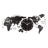 Reloj Analógico Mapa Mundial Pared Luz Nocturna Silencioso  