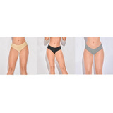 Set De 3 Panties Dama Negro Beige Gris 808-12 