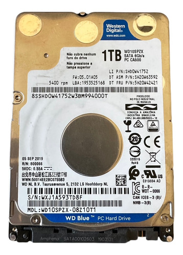 Hd Notebook Western Digital Wd Blue 1tb Sata Ii 2.5  Interno