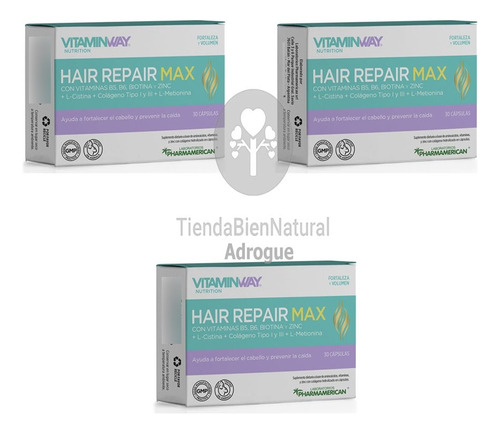 Hair Repair Max Vitamin Way X 90 Cap C/colageno Tipo I Y 3