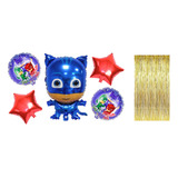 Kit De 5 Globos Pjmask Eroes + Cortina Elije Tu Personaje