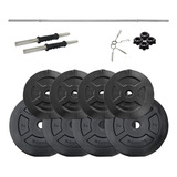 Kit Barra Maciza + Mancuernas A Rosca + 30 Kg De Discos