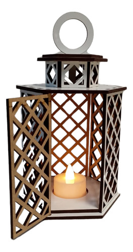 Fanal Farol Mdf Laminado Blanco Con Velas Led