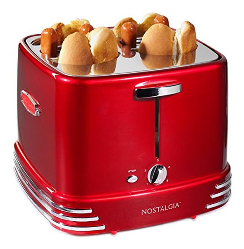 Nostalgia Rhdt800retrored Four Popup Hot Dog Tostadora Color Retro Red