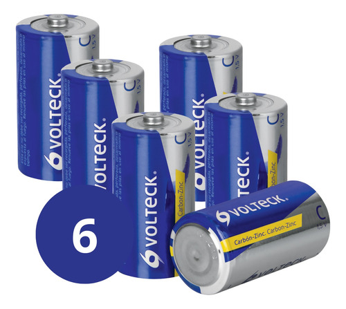 Blíster Con 6 Pilas Baterias Zinc-carbón Tamaño C, Volteck