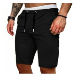 Bermuda De Gabardina Hombre Shorts Jogger Con Bolsillo G6