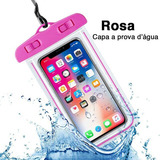 Capinha Bag Aquática Para Celular Prova D'água Universal + Cor Rosa