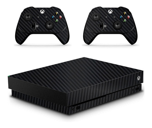 Skin Autoadherible Para Xbox One X Fibra De Carbono Negro