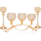 Candelabros Decorativos De Cristal Dorado De 3 Brazos, Centr