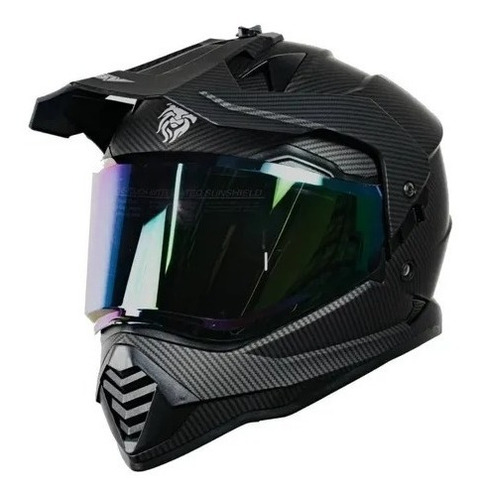 Casco Moto Cross Negro Kov Onix Carbón Certificación Dot