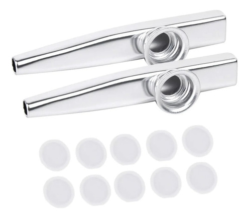 2-pack Silver Kazoos With 10 Diaphragms