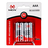 Kit 4 Pilha Recarregáveis Palito Tamanho Aaa Mox De 1.000mah