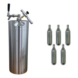 Mini Keg Barril Inox Chopp 10l + Torneira Italiana + Reg Co2