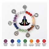 Pulseras Curativas De Chakra 7 Con Piedras Reales, Pulsera D