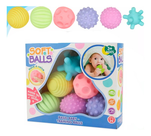 6pz Pelota Estimulacion Sensorial Didactica Textura Bebe