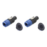 Kit 4 Conector Plug Speakon Macho/fêmea 4 Polos Painel Linha