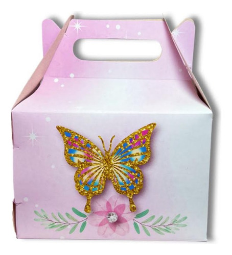 Cajita Feliz Para Cumpleaños Mariposa Glam X5 Cotillon