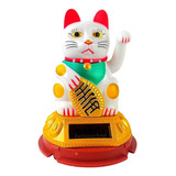 Gato Da Sorte Maneki Neko Oriental Balança Mão Carrega Solar