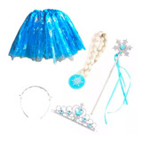 Vestido Y Accesorios Frozen Elsa Tutu Trenza Tiara Y Cetro