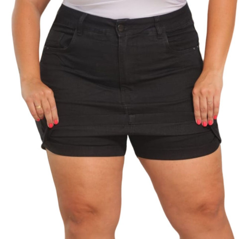 Short Saia Feminino Plus Size Tendência Com Lycra 46 Ao 60