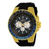 Reloj Invicta Hombre Aviator 33031 Silicona Azul Color De La Correa Negro Color Del Bisel Amarillo Color Del Fondo Negro