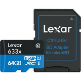 Tarjeta De Memoria Lexar 64gb Microsdxc 633x Con Adaptador H