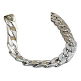 Pulsera Laminada En Oro Blanco 18k Tejido Arabe 21.5cms