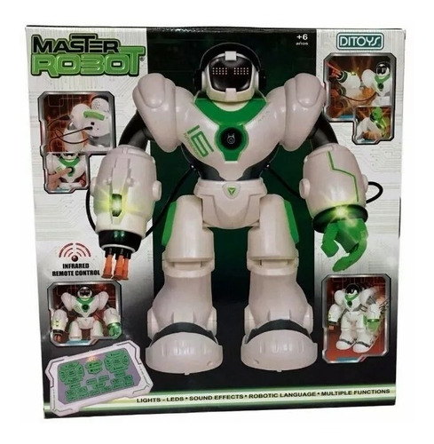 Master Robot Con Control Remoto Infrarojo Ditoys Full Color Blanco