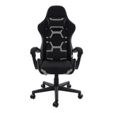 Cadeira De Escritório Pelegrin Pel-3018 Gamer Ergonômica  Preto E Cinza Com Estofado De Tecido