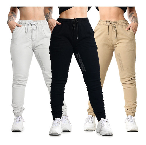 Kit Calça Jogger Original Jeans Sarja Lycra Punho