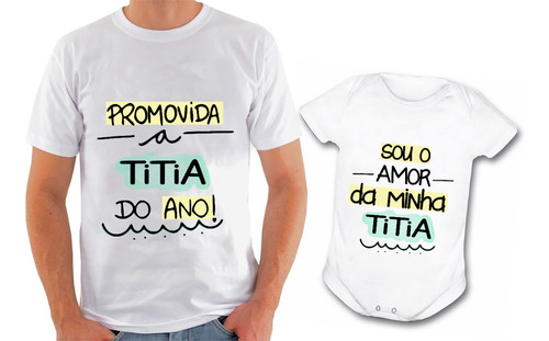 Kit Body Bebê + Camiseta Personalizada Revelar Gravidez Tia