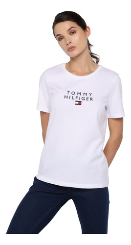 Playera Tommy Hilfiger Mujer Logo Icónico 100% Original