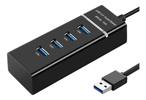 Hub Usb 3.0 De 4 Puertos Multiplicador  Adaptador Plateado