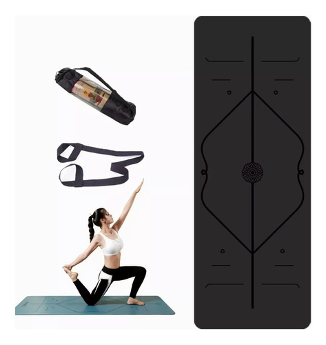 Tapete Antideslizante De Yoga Mat Tpe Con Líneas De Guía