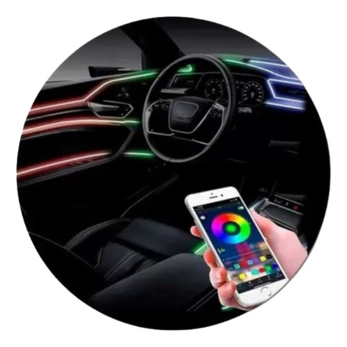 Fita Led Rgb Automotiva Painel + Portas - Controle Celular